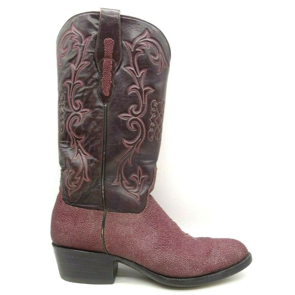San Antonio SAS Custom Burgundy Stingray Western Boots Men's 10.5 B - Picture 1 of 10